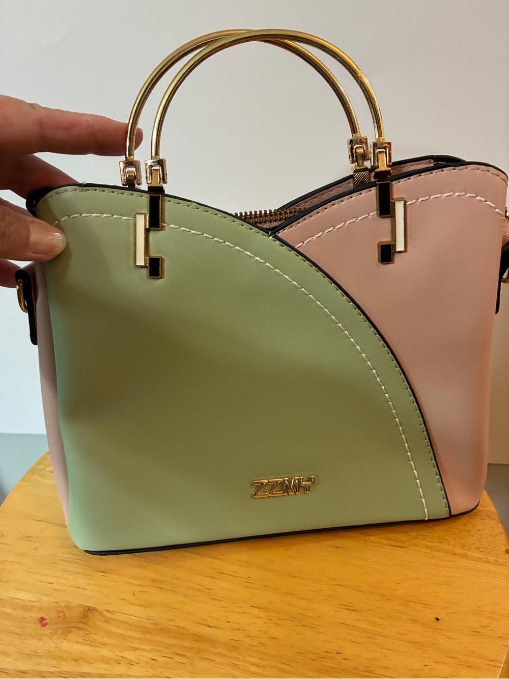 ZZMY Colorblock Handbag in Mint Green and Blush Pink
